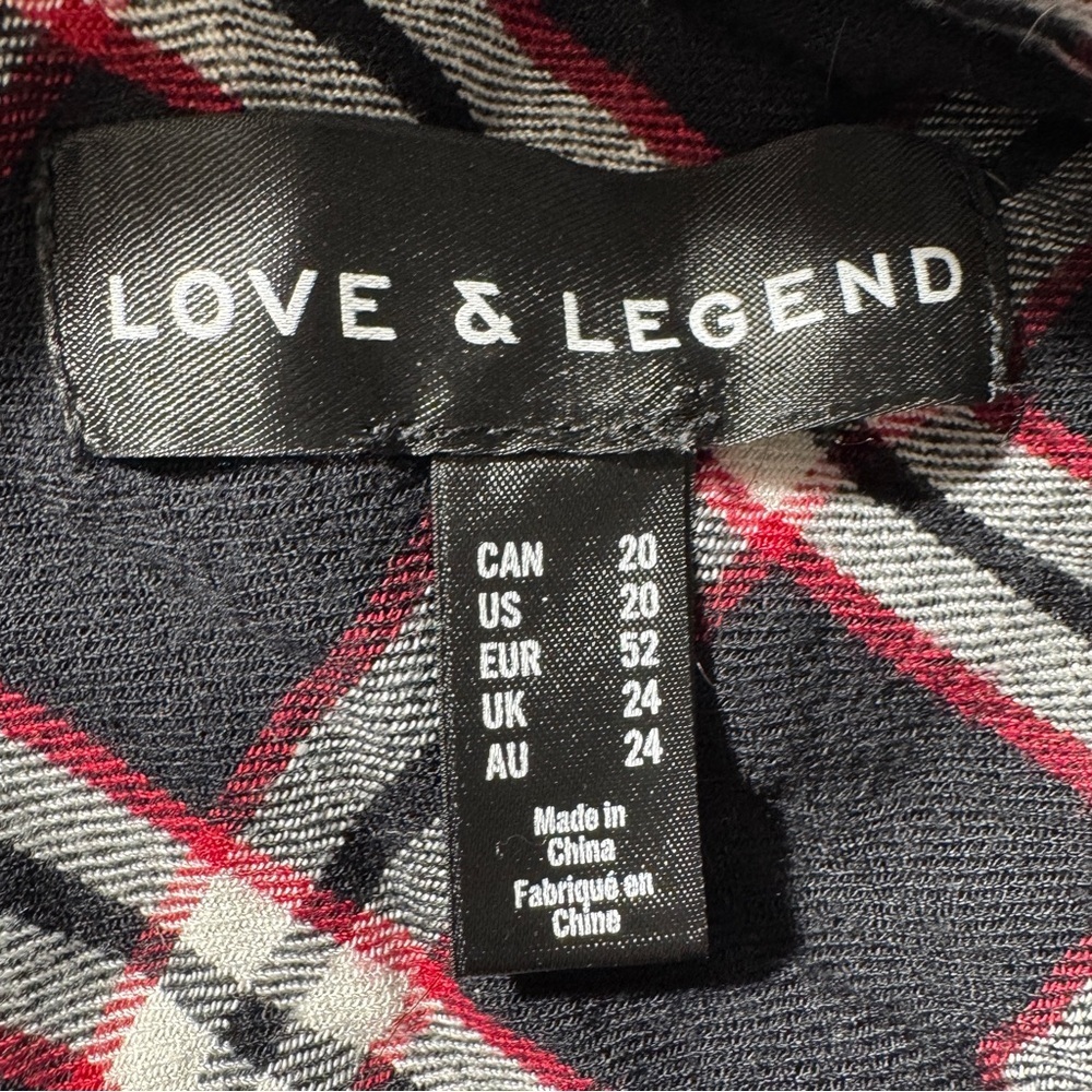 Addition Elle Love & Legend Black Plaid Button Down Shirt Size 20 - Picture 7 of 8